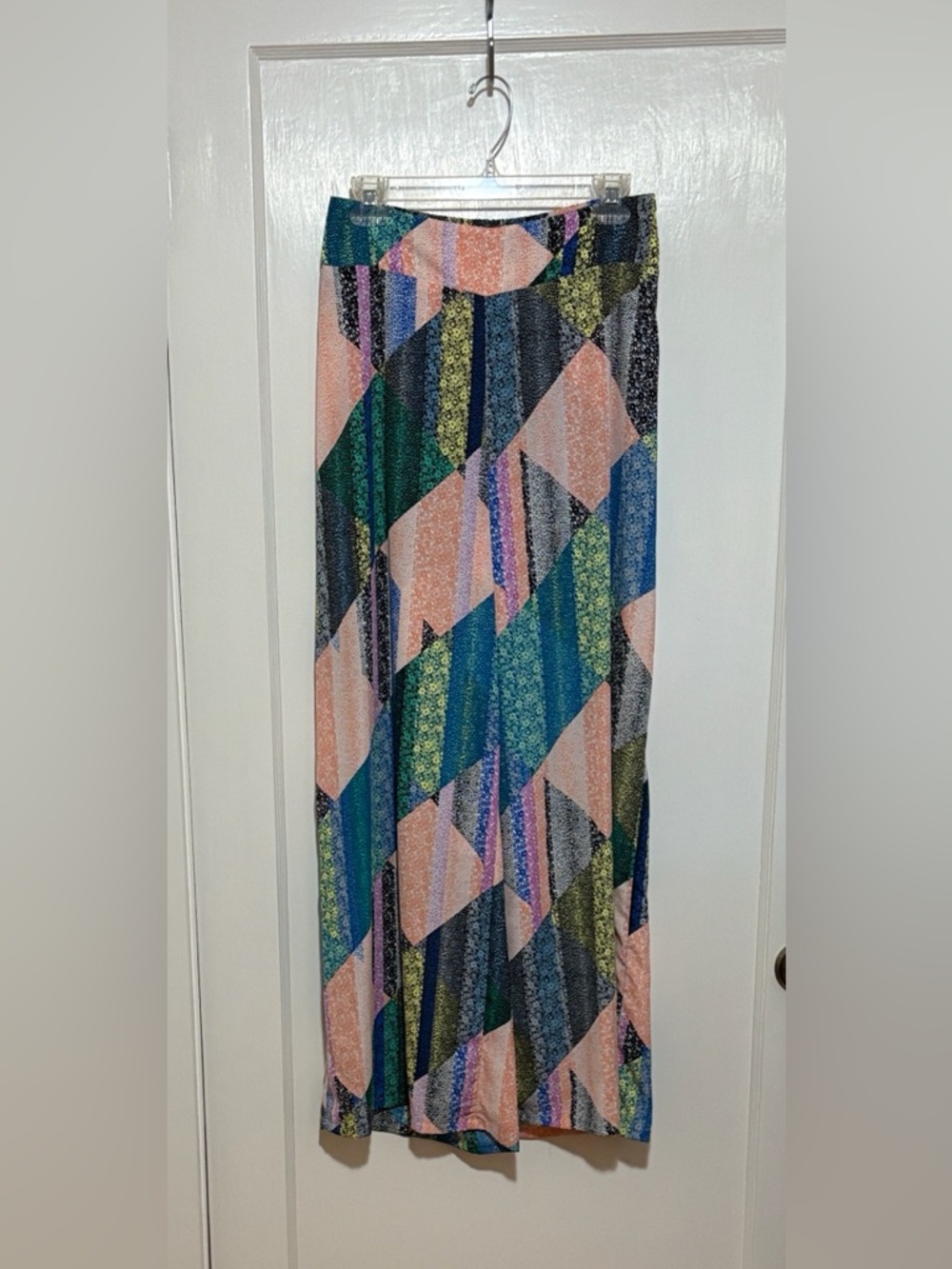 Bar III Colorblock Diagonal Panel Wide Leg Pants Peach/Blue/Green/Yellow/Black